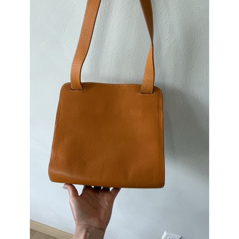 Leoncini Leather Orange Leather Hand Bag Crossbody Italy Purse - Picture 3 of 7